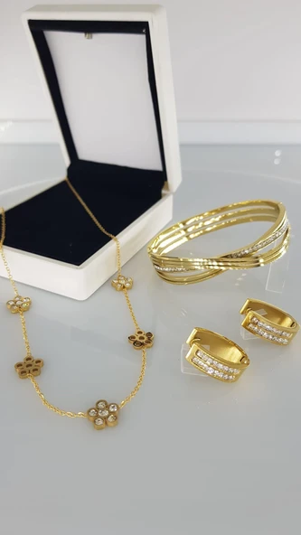 Mucize Gold Rengi Çelik Takı Seti ürün görseli 1