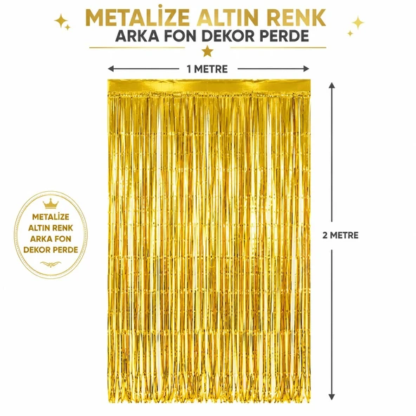 Gold Metalize Parti Perdesi 100x200 cm – Kapı ve Arka Fon Perdesi ürün görseli 1