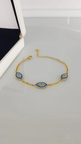 NAZAR GÖZ GOLD ÇELİK BİLEKLİK ürün görseli 1