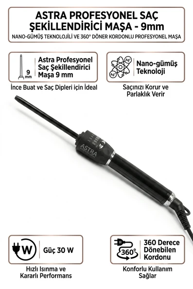 Astra Profesyonel Saç Şekillendirici Maşa (9 Mm ) ürün görseli 1