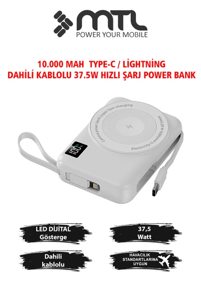 Magsafe Uyumlu 3in1 37,5 Watt Hızlı Şarj Powerbank Watch ve airpods şarj Destekli MT4580 ürün görseli 1
