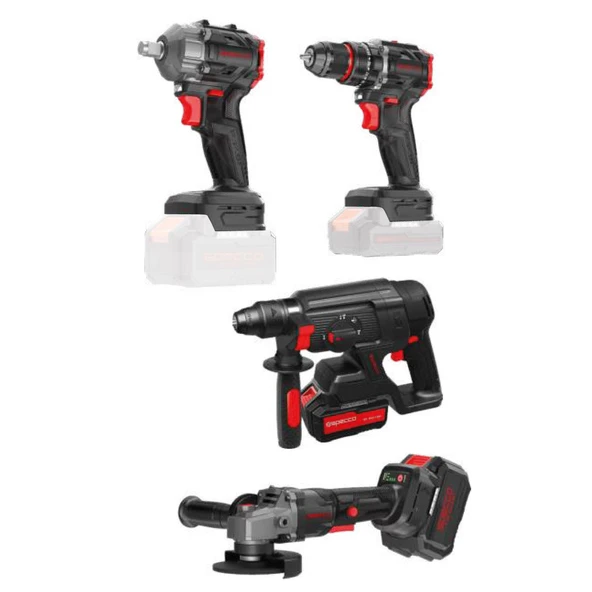 Specco Black Spark 4'lü Akülü Set 2x4.0Ah (BS20V 1050 Darbeli Matkap+ BS20V-350N Somun Sökme+BS20V-115/125A Taşlama+BS20V-SDS26 Kırıcı Delici ) - XBS20V-001SET ürün görseli 1