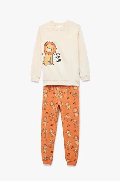 Koton Erkek Bebek Aslan Baskılı 2'li Pamuklu Pijama Takımı ürün görseli 1