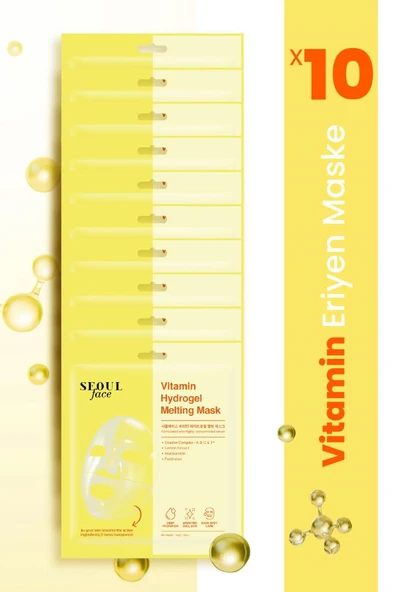 Dermal Seoulface Vitamin Hydrojel Şeffaflaşan Eriyen Maske 34 gr. 10 Adet ürün görseli 1