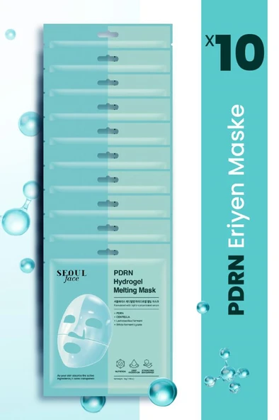 Dermal Seoul Face PDRN Hydrojel Melting Maske Derin Nemlendirici Cilt Onarıcı Şeffaf Jel Maske 34 gr. 10 Adet ürün görseli 1