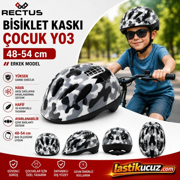 RECTUS ÇOCUK BİSİKLET KASKI Y03 ( ERKEK MODEL BEDEN 48-54 CM) ürün görseli 1