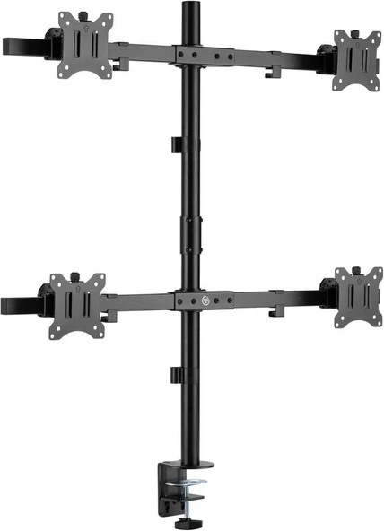 NPO STD5704B 17"-32" Dörtlü Monitör Standı, 2x2 Kurulum, Trader/Yazılımcı Monitör Kolu/Tutucu, 735mm Direk Yükseklik Ayarlı, VESA (4x7kg) Teşhir ürün görseli 1