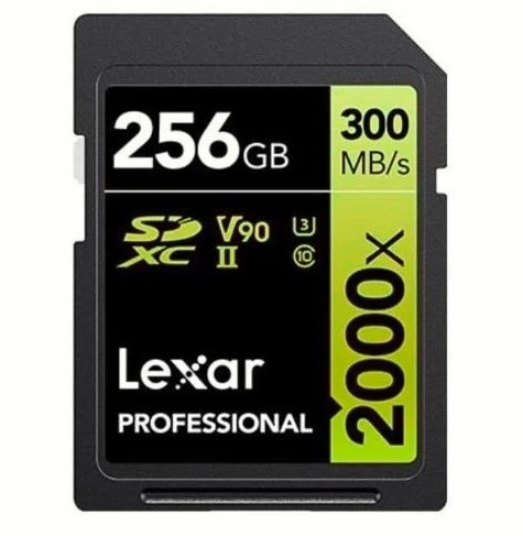 Lexar Professional 256GB 2000X 300 MB/s 8K V90 SDXC Hafıza Kartı ürün görseli 1