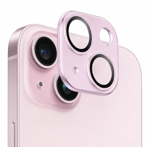 iPhone 15 / 15 Plus Uyumlu Full Kamera Lens Koruyucu Tam Kaplama Kamera Adası Koruma Camı ürün görseli 1