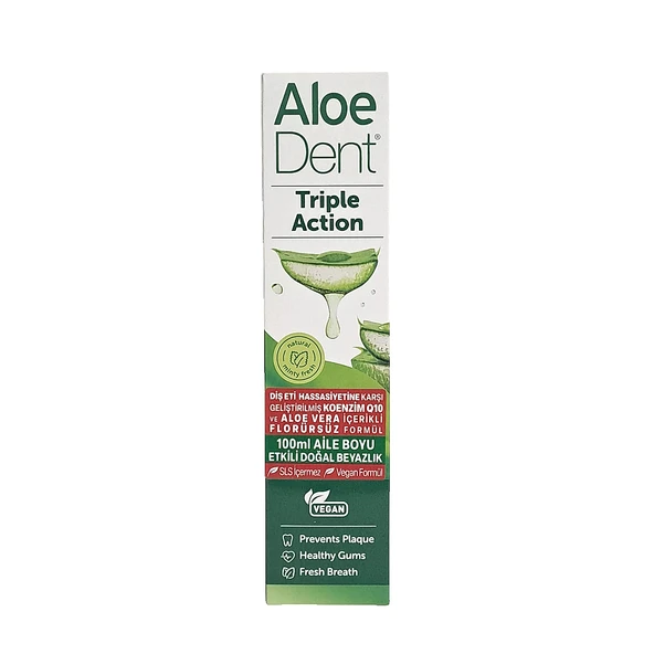 AloeDent Diş Eti Hassasiyetine Karşı Geliştirilmiş Koenzim Q10 & Aloe Vera İçerikli Florürsüz Aile Boyu Diş Macunu 100 ml ürün görseli 1