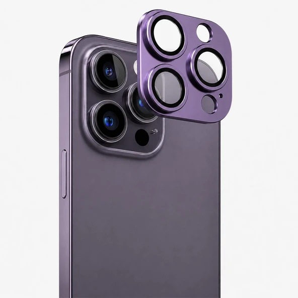 iPhone 14 Pro / 14 Pro Max Uyumlu Full Kamera Lens Koruyucu Tam Kaplama Kamera Adası Koruma Camı ürün görseli 1