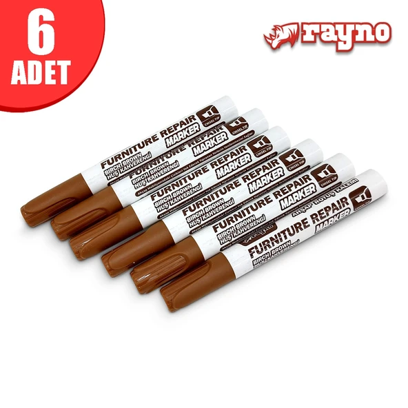 Rayno Ahşap Rötuş Kalemi Seti Huş Kahverengi 6 Lı - RYN10461 ürün görseli 1