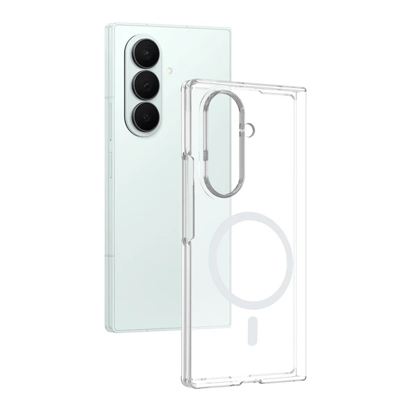 Mobify Mobil Aksesuarda Devrim Samsung Galaxy Z Fold 7 Magsafe Kılıf İnce ve Sert Yapılı PC Silikon Kapak MLK/London Şeffaf ürün görseli 1