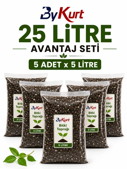 Bitki Toprağı 25 Litre 5x5 Litre Avantaj Seti ByKurt Hazır Karışım Torf Saksı Çiçek ve Bahçe Toprağı ürün görseli 1