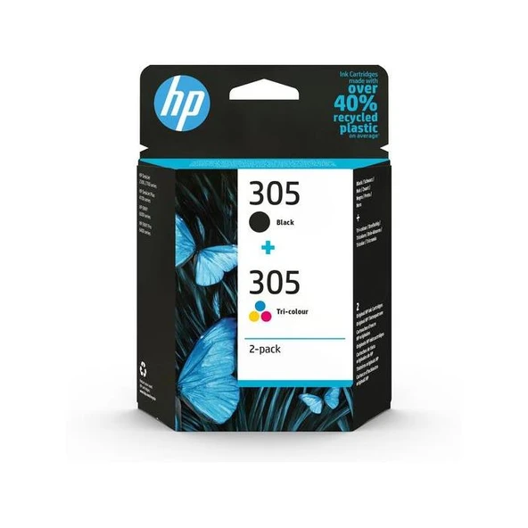6Zd17Ae - Hp 305 2-Pack Tri-Color/Black Original Ink Cartridge ürün görseli 1