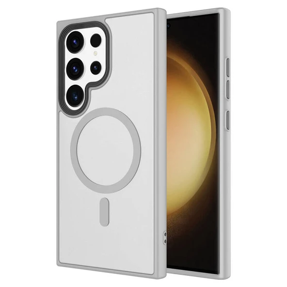 Mobify Mobil Aksesuarda Devrim Samsung Galaxy S24 Ultra Magsafe Özellikli ve Renkli Şık Premium Silikon Kılıf MLK/Flet Gri ürün görseli 1
