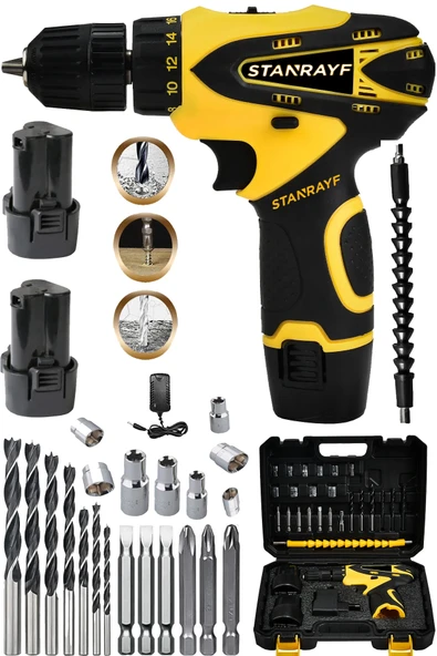 stanrayf Alman H-tech Ar-328 Çift Çelik Şanzıman Çelik Dişli Dc Motor Çift Akülü Şarjlı Vidalama Matkap ürün görseli 1