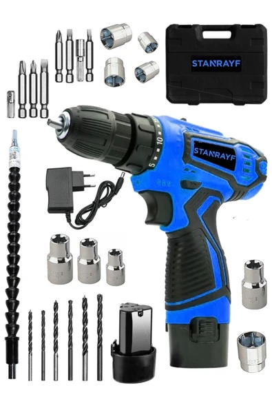 stanrayf Alman 88vf 12ah Otomatik Korumalı Metal Şanzıman Bakır Sargı Çift Akülü Şarjlı Matkap ürün görseli 1