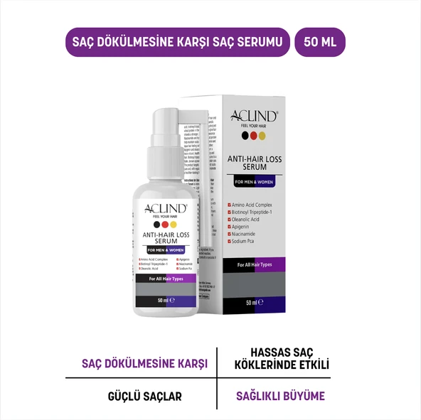 Aclind Anti-Hair Loss Serum For Men & Women | Saç ve Saç Derisi Bakım Serumu 50 ml ürün görseli 1