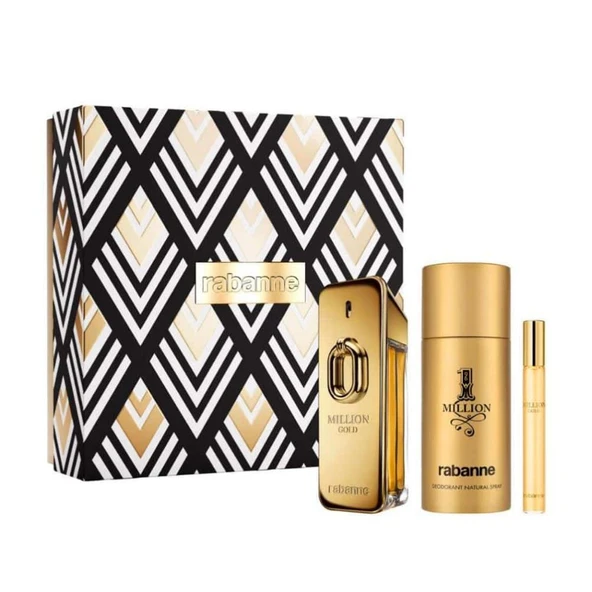 Paco Rabanne Million Gold Intense EDP 100 ml + EDT 10 ml + 150 ml Deo Erkek Parfüm Seti ürün görseli 1