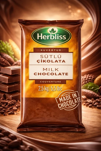 Herbliss Altınmarka Sütlü Kuvertür Çikolata 2.5kg ürün görseli 1