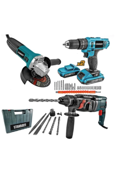 stanrayf Alman Ultra 3 Lü Set 3800 W Taşlama + 4200 W Kırıcı Delici Hilti + 58 V Setli Şarjlı Matkap ürün görseli 1