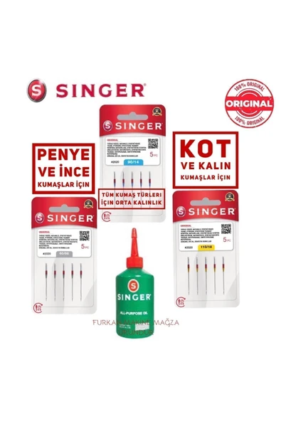 SİNGER Ev Tipi Dikiş Makine İğneleri ve 100 ml Yağ ürün görseli 1