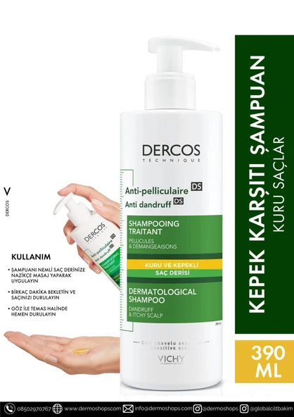 Vichy Dercos Anti Dandruff Kepek Karşıtı Şampuan 390 ml - Kuru Saçlar ürün görseli 1