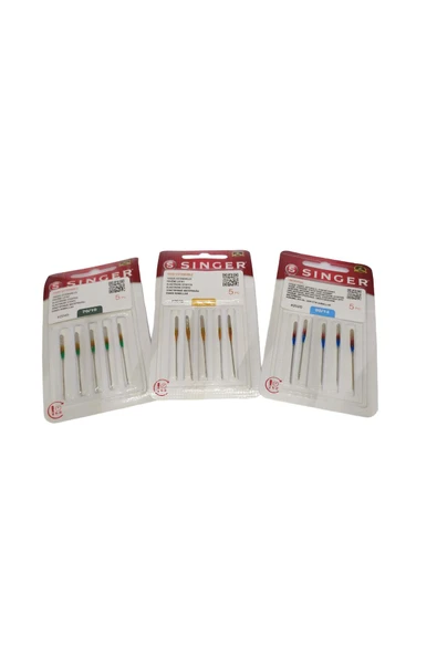 SİNGER EV TİPİ DİKİŞ MAKİNASI AVANTAJLI İĞNE SETİ (5X3 PAKET) 10-12-14 NUMARA ürün görseli 1