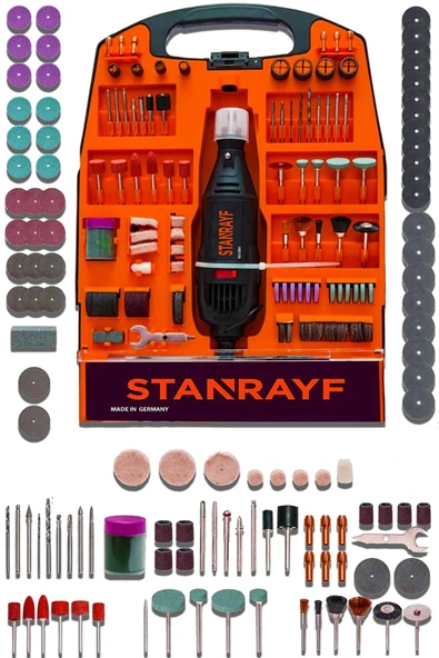 stanrayf Alman 340 Parça 3500 W Devir Ayarlı Şeffaf Taşıma Çantalı Hobi Kalıpçı Taşlama Gravür Makinesi Seti ürün görseli 1