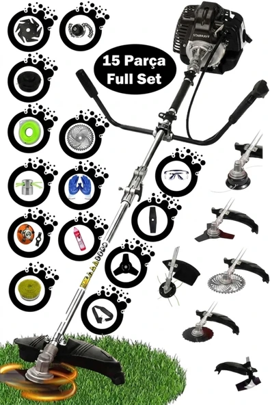 Hilta Power Alman Çelik Piston 15 Parça Setli 20HP Benzinli Yan Tip Çim Biçme Makinası Ot Çalı Çim Biçme Tırpanı ürün görseli 1