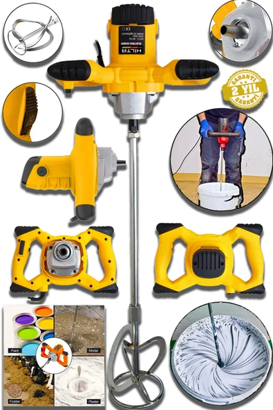 Hilta Power Alman 7800 W Çelik Şanzıman Bakır Sargılı Devir Ayarlı Boya Harc Sıva  Karıştırıcı Mikser ürün görseli 1