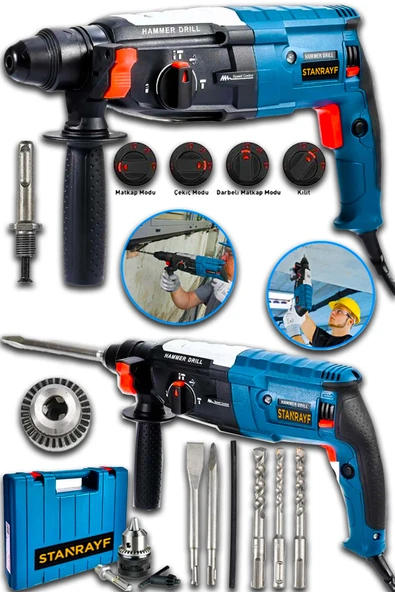 stanrayf Alman 9800 W Çelik Şanzuman Bakir Sargili Kırıcı Delici Hilti Matkap 2,35 mm 5 Adet Uç Yedek Mandren ürün görseli 1