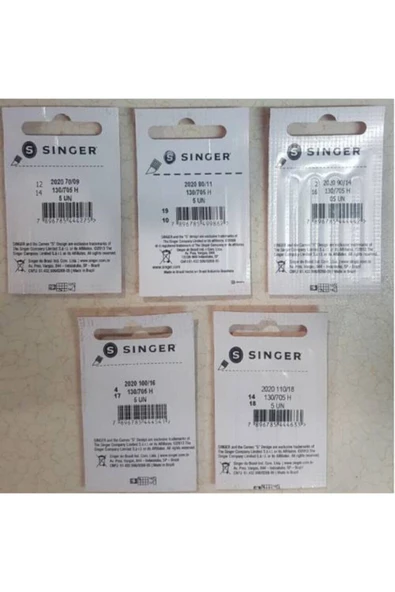 SİNGER Dikiş Makinası 2020 Iğne Seti 5 Farklı Kalınlık 5 paket 9-11-14-16-18 kırmızı ürün görseli 1