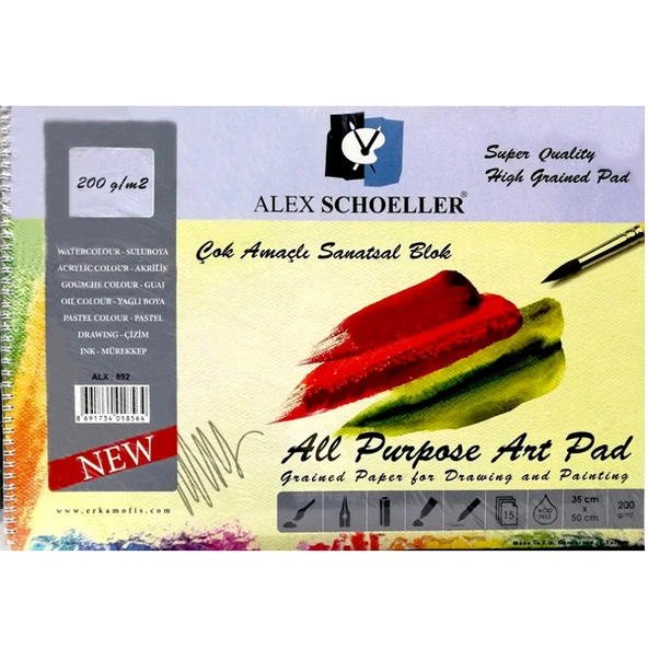 Alex Schoeller Çok Amaçlı Sanatsal Blok 15 YP 35x50 200 GR ALX-892 ürün görseli 1