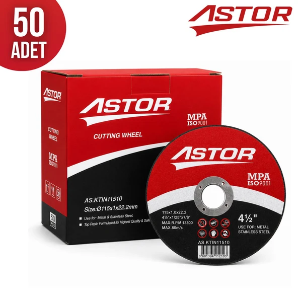 Astor Metal Kesici Taş 115x1x22.2 mm İnox KesmeTaşı - 50 adet ürün görseli 1