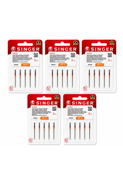 SİNGER Universal Dikiş Makinesi İğnesi Seti 5 Paket (25 Adet) #2020 Singer 5 li Paket 2020-80-12 ürün görseli 1