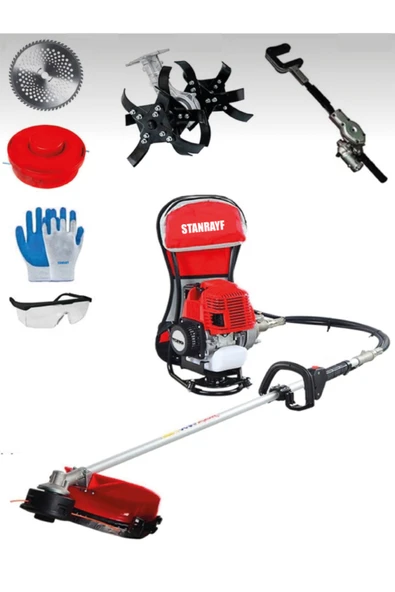 stanrayf Alman 16 Hp Çelik Piston Sırt Tipi Tırpan Ot Çalı Çim Biçme + Zeytin Meyve Silkeleme Aparatı + Çapa ürün görseli 1