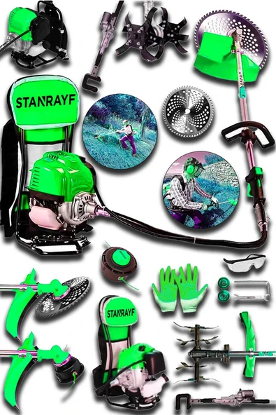 stanrayf Alman 16 Hp Soğutuculu  Benzinli Sırt Tipi Tırpan Motoru Zeytin Silkme Çapalama Ot Çalı Çim Biçme ürün görseli 1