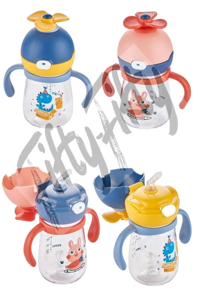 Rovco Dönebilen Pervaneli Akıllı Pipet Bebek (+6 Ay) Tritan Su Matarası 220 Ml Mavi ürün görseli 1