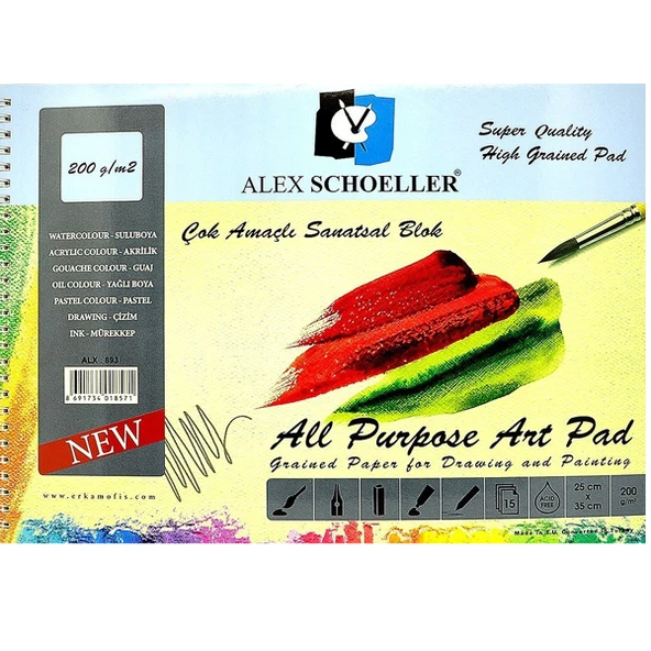Alex Schoeller Çok Amaçlı Sanatsal Blok 15 YP 25x35 200 GR ALX-893 ürün görseli 1
