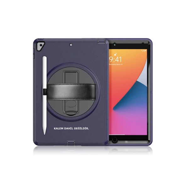 Apple İpad 10.2 (7.nesil) Kılıf Hand Strap Tablet Kılıfı - Lacivert ürün görseli 1