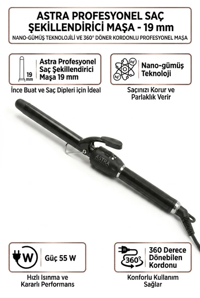 Astra Profesyonel Saç Şekillendirici Maşa (19 Mm ) ürün görseli 1