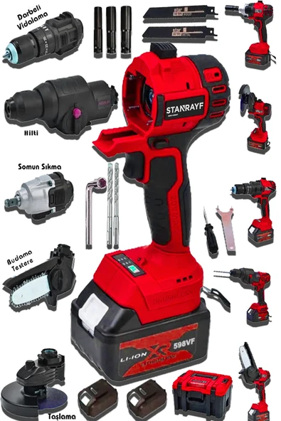 stanrayf Alman Coper 598 V 25 Ah 5 Kafalı Süper Set Darbeli Matkap Testere Taşlama Somun Sökme Hilti Çift Akü ürün görseli 1