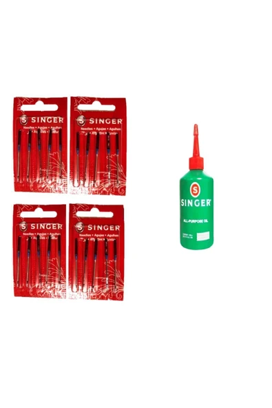 SİNGER Dikiş Makine Iğnesi 1 Adet 10 No, 1 Adet 11 No, 2 Adet 14 No Ve Makine Yağı 100 Cc ürün görseli 1