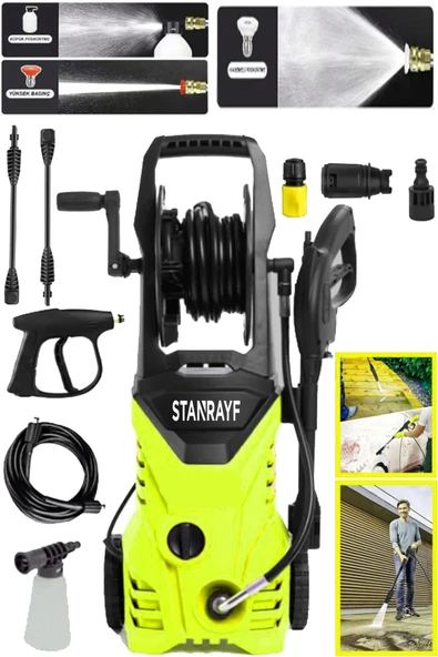 STANRAFY ALMAN 5800 W Bakır Sargılı 200 Bar Max Yüksek Basınçlı Bahçe Oto Araç Yıkama Makinesi + Köpük Hazne ürün görseli 1