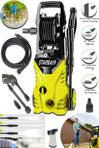 stanrayf Alman AG9800 200Bar Bakır Sargılı Musluk Ve Kovadan Çekme Yüksek Basınçlı Bahçe Oto Yıkama Makinesi ürün görseli 1