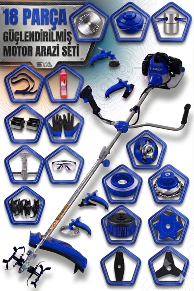 stanrayf Alman Çelik Piston MG756 20HP 18 Parça Benzinli Yan Tırpan Ot Çalı Çim Biçme+ Toprak Çapalama + Toprak Eşeleme ürün görseli 1