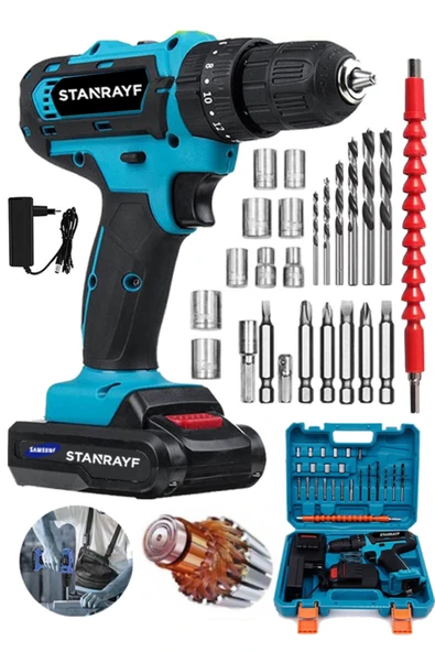 stanrayf Germany Technology Procoopers 48 V 6 Ah Bakır Sargılı Çift Akülü Vidalama Matkap ürün görseli 1