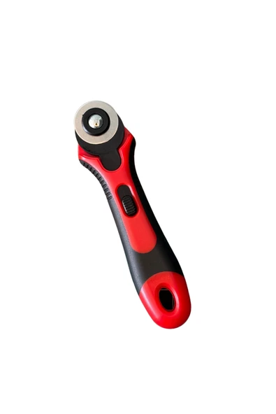 SEVDİK Kumaş Deri Kesim Dikiş Yuvarlak Bıçaklı Makas Rulet 28 mm kırmızı/siyah ürün görseli 1